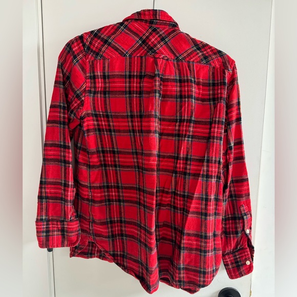 J Crew red plaid flannel shirt - Picture 3 of 6